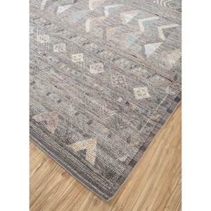 Tapis en laine géométrique bleu Manifest, noué à la main, en laine afghane, 9x12, rectangulaire, pour entrée, patchwork multi-pièces - Product Image 2