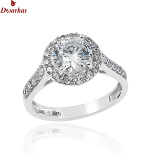 Lujo 925 plata esterlina media eternidad banda moda Cubic Zirconia piedra anillo de bodas para mujeres estilo clásico para fiestas - Product Image 1