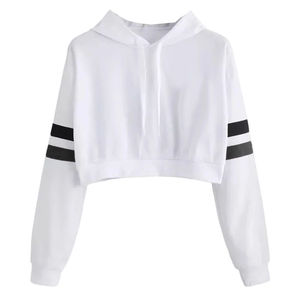 Nouveau haut court à capuche pour femmes XS taille coton éponge français plaine pluvier lettre imprimer Sport Style hiver saison à capuche tricoté - Product Image 1