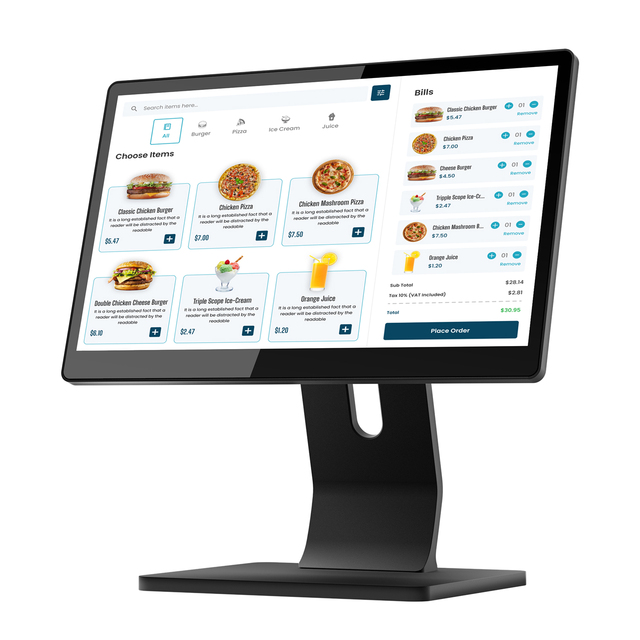 Factory Sleek Aluminum POS Machine 15.6 Inch Only 10mm Thick Support Dual Screen for Restaurant Kitchen Screen POS System