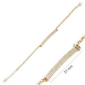 Elegant Rectangle Geometric Design Fine Jewellery White Zircon Stone <b>Charm</b> Bracelet 925 Sterling Silver Jewelry - Product Image 3