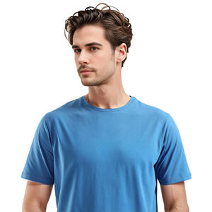 T-shirt à col rond de couleur unie pour hommes, manches courtes personnalisées, coupe régulière, 100% coton, t-shirts pour tous les jours, gym et tenue décontractée - Product Image 4