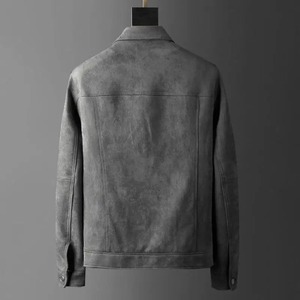 Spring and Autumn Season Fashion Solid Color Slim Fit Flip Collar Leisure Business Light Luxury Suede High End Men <b>Coat</b> - Product Image 5