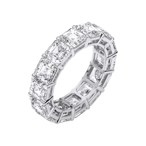 10.00 Carat E-F/VVS-VS Moissanite Asscher Cut Diamond Eternity Band <b>Ring</b> Made in Platinum <b>For</b> Her - Product Image 3