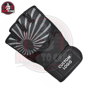 ถุงมือชกมวย MMA ปี 2026 ดีไซน์เฉพาะตัว สีเทา-ดำ หนังไมโครไฟเบอร์ ปิดด้วยแถบตีนตุ๊กแก ครึ่งนิ้ว กันลื่น สายรัดข้อมือปรับได้ - Product Image 5