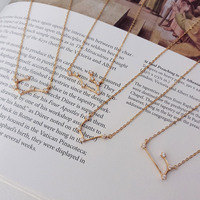 Bas quantité minimale de commande 10 pièces gros charme 12 horoscope bijoux 925 argent sterling zodiaque signe étoile collier