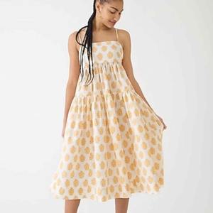 Cómoda túnica de algodón sin mangas tamaño personalizado verano Smock longitud corta más tamaño Midi vestido Casual tanque cintura Natural tejido - Product Image 1