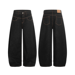 <span class=keywords><strong>Jeans</strong></span> in Denim Grezzo Nero Stile Americano con Taglio Curvo per Uomo e Donna, Pantaloni <span class=keywords><strong>Larghi</strong></span> e Comodi per Coppie, Pantaloni <span class=keywords><strong>Lunghi</strong></span> - Product Image 1