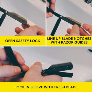 Rasoir droit pour homme-Navajas Para Barbero-Kit de rasoir à bord droit Barber-Lames en acier inoxydable et étui en cuir - Product Image 3