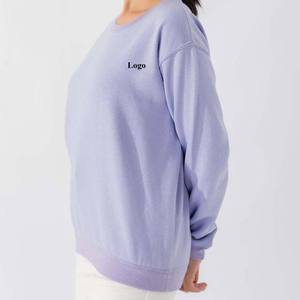High Quality Women Sweatshirts <b>Drop</b> Shoulder Pullover Oversize Streetwear Customized Logo Printing Solid Sweatshirt for Women - Product Image 2