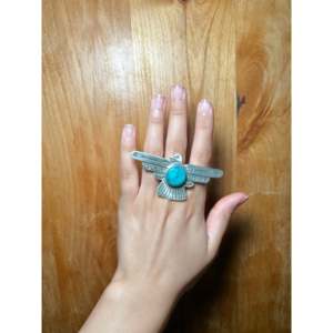 Bague ajustable Leroy James en turquoise Kingman et argent sterling plaqué or rose, sertie de pierres précieuses naturelles, cadeau - Product Image 5