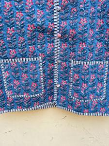 Chaqueta acolchada de algodón con estampado de bloque de mano reversible, chaqueta, abrigo Sari Kantha de algodón, Chaqueta corta - Product Image 4
