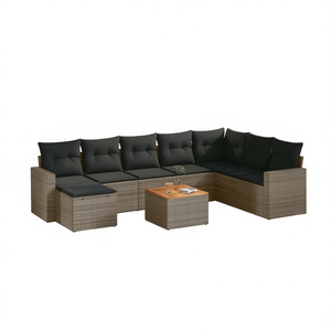 Conjunto de Sofás de Jardín de Ratán Gris, 6 Plazas, Muebles de Exterior Resistentes a la Intemperie, Diseño Contemporáneo - Product Image 3