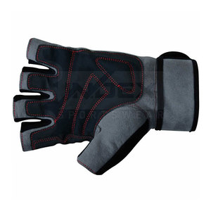 Guantes de Gimnasio de Medio Dedo con Índice, Material PU, Correa de Muñeca Ajustable, para Levantamiento de Pesas, Unisex, Gris, Rojo, Negro - Product Image 6