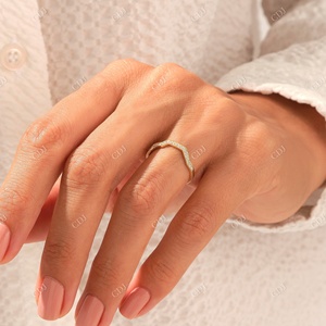 Les meilleurs fabricants indiens exclusifs 14k en or massif demi-éternité bague de mariage contour diamant naturel fêtes de fiançailles - Product Image 4