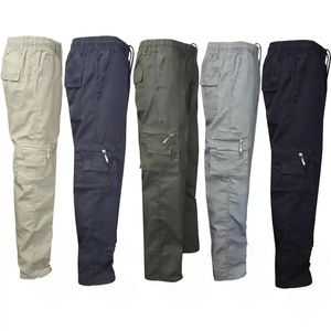 Pantalones cargo informales con cremallera para hombre, pantalones de chándal regular con punto de ajuste de tela de cintura ajustable, ligeros - Product Image 1