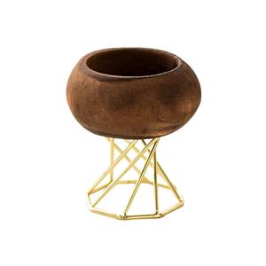 Wooden <b>Candle</b> Holder Pot Design with Metal Stand for Home Styling Tabletop Display Party Setup and Interior Decor From India - Product Image 1