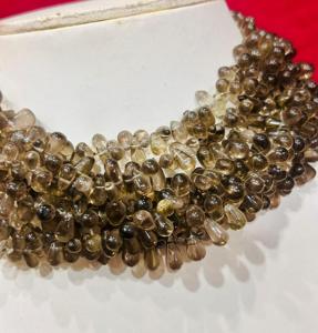 Perles de pierre en forme de larme lisse en quartz fumé naturel prêt à expédier - Product Image 6