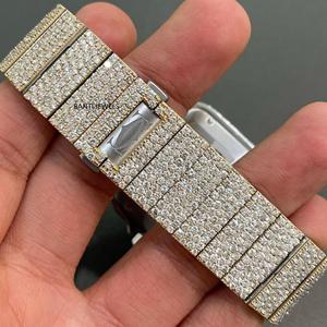 Montre de luxe en moissanite sertie de diamants, cadran romain doré et argenté, bijoux hip-hop, montre-bracelet automatique style diamant - Product Image 2