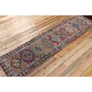 2.4x9.8 ft Turkish Rug, Vintage <b>Runner</b> Rug, <b>Red</b> Paisley Wool Rug - Product Image 2