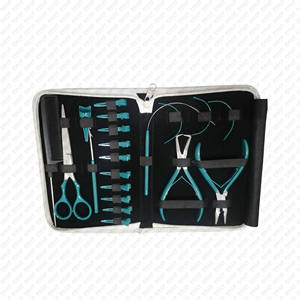 Color verde azulado Diseño personalizado Logotipo personalizado 20 piezas Extensión de cabello profesional y Micro enlaces Kit de herramientas de extensiones de cabello - Product Image 6