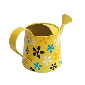 Regadera de Metal sin óxido amarilla redonda de 2,5 litros, herramienta de jardinería para decoración del hogar para regalar - Product Image 1