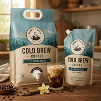 Sachet de café froid AT PACK 3L, sachet de concentré de café imprimé sur mesure avec bec verseur pour emballage de boissons prêtes à boire
