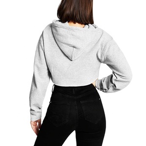 2025 alta calidad OEM impreso Logo Crop Top sudaderas con capucha para mujer pulóver Crop Top sudaderas con capucha para la venta bajo costo precio al por mayor La Co - Product Image 2