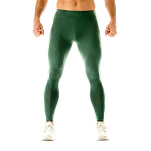 Leggings pour hommes en tissu extensible respirant à taille élastique, couleur grise, longueur complète, compression pour la course à pied, la salle de sport, le yoga - Product Image 1