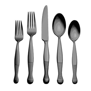 Highest Quality Luxury <b>Cutlery</b> <b>Set</b> Silver Polished Stainless Steel <b>Black</b> Resin Handle Flatware <b>Sets</b> for Restaurant Hotel Use - Product Image 6