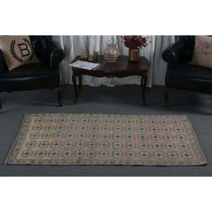 Alfombra turca de lana Beige Vintage, alfombra de tejido plano de 3,1x5,9 pies con patrón de retazos para decoraciones de sala de estar o uso en pasillos - Product Image 3