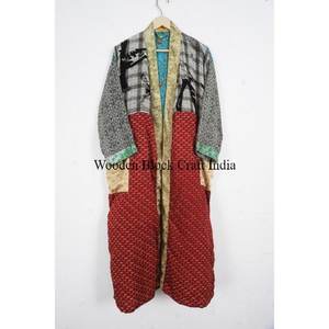 Vintage Silk Sari Kimono Hot Beach Wear Women Floral <b>Printed</b> Kimono Robe Sexy Silk Robes Patchwork Silk Kimono Dress - Product Image 4