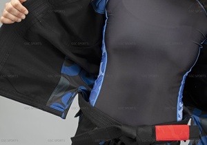 Kimono BJJ noir unisexe, uniforme jiu jitsu brésilien léger avec broderie personnalisée et logos en tissu tissé de perles - Product Image 6