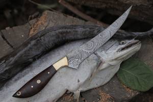 Cuchillo De Filete de acero de Damasco hecho a mano con hoja de 8 pulgadas, ambidiestro, Extra afilado, mango de madera Pakka estabilizado, personalizable - Product Image 2