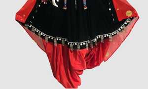 ชุดเดรสยาวแบบดั้งเดิมของอัฟกานิสถานสำหรับผู้หญิง AM IMPEX แต่งพู่และลายปักเหรียญ พร้อมซิปและตกแต่งด้วยลูกไม้ - Product Image 2