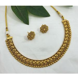 Designer Best Quality <b>Gold</b> Plated Pearls Look Necklace <b>Set</b> With <b>Earrings</b> Wedding Festival Wear Collection For Women - Product Image 1