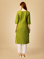 Kurti décontracté indien et pakistanais à la mode, entièrement brodé, en viscose, rayonne, polyester et coton, avec effet slub magique