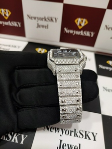 Montre-bracelet glacée Moissanite de qualité supérieure Mouvement à quartz de luxe 40mm Acier inoxydable Style à la mode Grossiste indien Exportateurs - Product Image 3