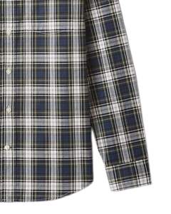 Chemise à carreaux boutonnée pour homme, bleu marine et blanc, manches longues, décontractée, en flanelle de coton, confortable pour le quotidien, vente en gros - Product Image 6