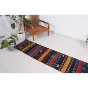 พรมตุรกีวินเทจ ขนาด 1.8x8.6 ฟุต (55x263 ซม.) พรมคิลิมสีแดงสไตล์ตะวันตกเฉียงใต้ - Product Image 2