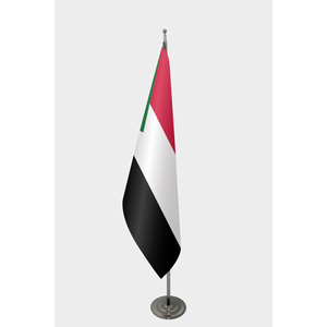 Drapeau d'intérieur officiel du Soudan, drapeau en soie personnalisé avec mât en aluminium, impression numérique, logo personnalisé, numéro de modèle, drapeau mondial - Product Image 1