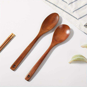 Ensemble cuillère et fourchette à salade en bois fait main, écologique, classique, outils de cuisine pour les fêtes par Saniya Handicraft - Product Image 3
