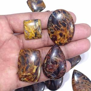 พลอยพีเทอร์ไซต์สีทองทรงหลังเบี้ย คุณภาพ 3A ควอตซ์ธรรมชาติสำหรับทำเครื่องประดับทุกแบบ - Product Image 2