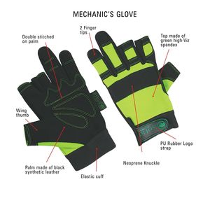 Guantes de trabajo de cuero de neopreno personalizados Guantes de agarre mecánicos antideslizantes de tres medios dedos para construcción Motociclismo y Pesca - Product Image 2
