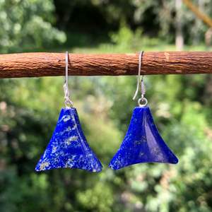 Boucles d'oreilles tendance avec pierre naturelle de lapis-lazuli en acier inoxydable et argent pour mariage ou cadeau - Product Image 5