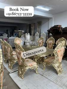 Ensemble de table à manger sculptée à la main de style maharaja pour les maisons luxueuses Grand ensemble de salle à manger en bois massif sculpté Meubles de salle à manger européens - Product Image 3