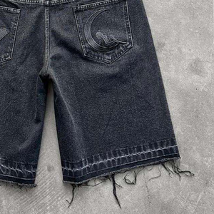 Shorts taille mi-haute déchirés coupe ajustée ourlet brut 100% coton uni respirant style urbain approvisionnement en gros OEM - Product Image 5