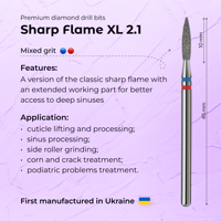 Foret à ongles professionnel Premium XL Flame Sharp 2,1 mm bleu+rouge diamant, outils et accessoires de manucure et pédicure en acier inoxydable