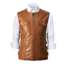 Gilet en cuir pour motard pour homme, personnalisable, de haute qualité, avec logo de club, poche d'hiver, vêtement d'extérieur régulier, imperméable, respirant, moto - Product Image 4