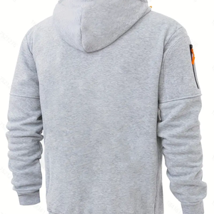 Sudadera con capucha de algodón de estilo informal para hombre, jersey de manga larga de gran tamaño, diseño de cremallera XS, logotipo personalizado, bordado, patrón de impresión de moda - Product Image 2